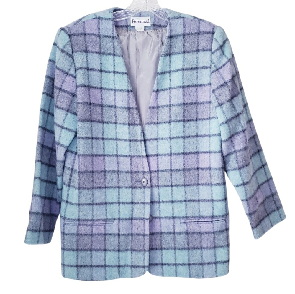 Vintage Personal Blue Purple Wool Blazer
